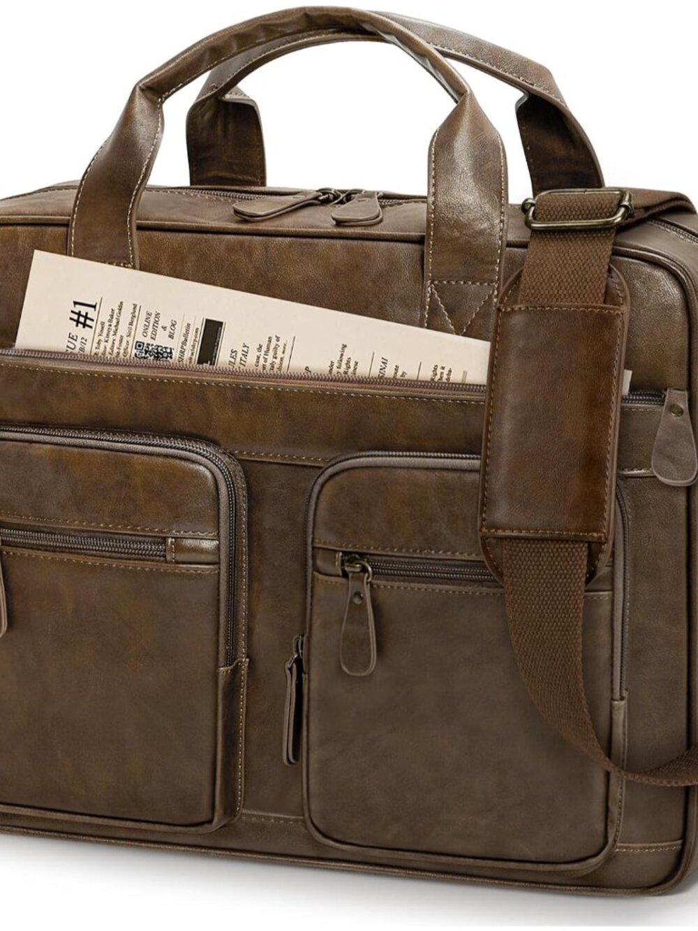 Vintage Leather-Style Waterproof Messenger Bag for Men